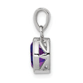 Sterling Silver Rhodium-plated Polished Amethyst Oval Pendant